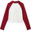 Skechers Color Block Polo Letter Comfortable Casual Long Sleeve Raglan T-Shirt Women Tops Cotton-Candy-White L125W005-0074