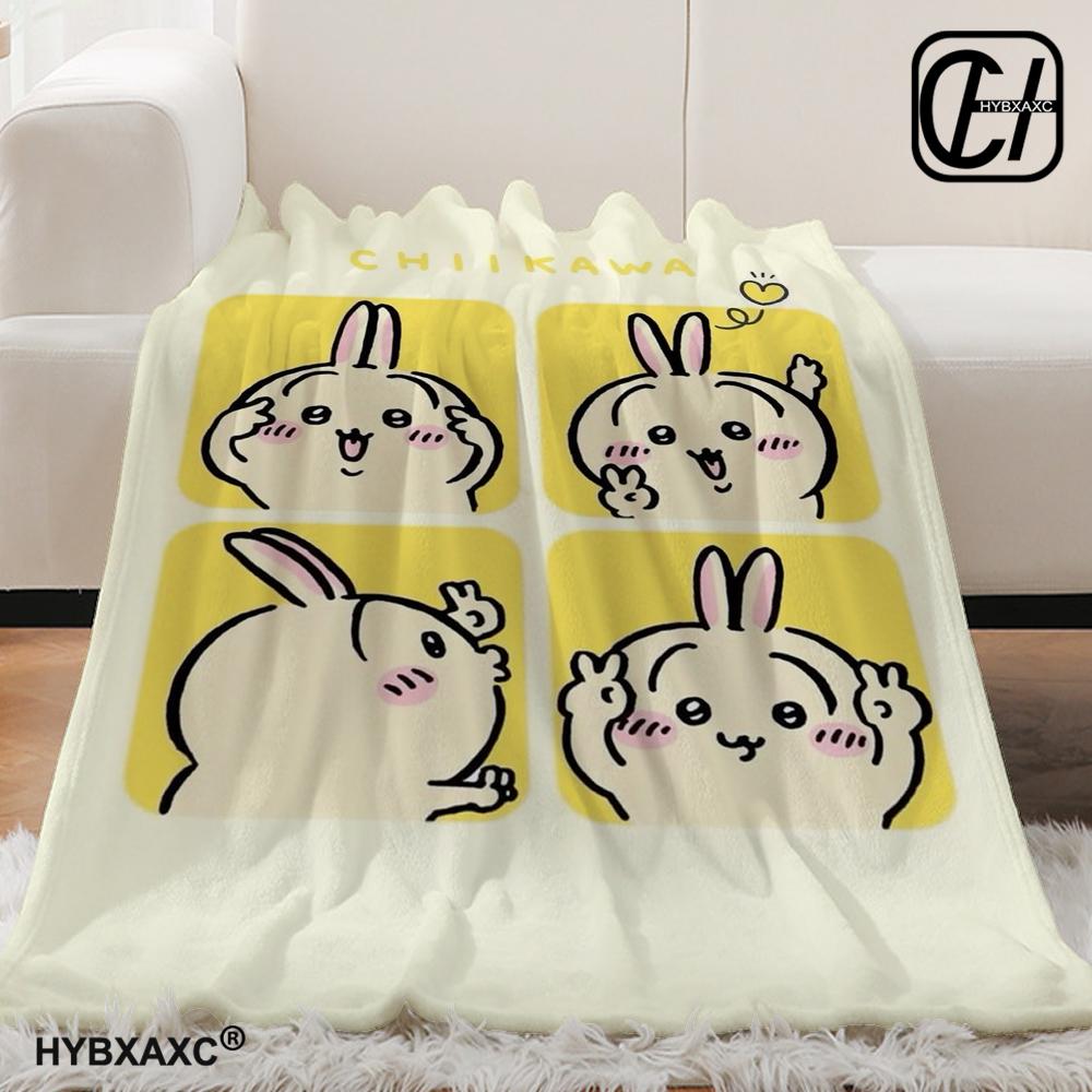 Kawaii Chiikawa Cartoon Soft Blanket, Used for Sofa, Bedroom, Travel, Camping, Livingroom, Office, Couch,Chair,Home,girl's Gift