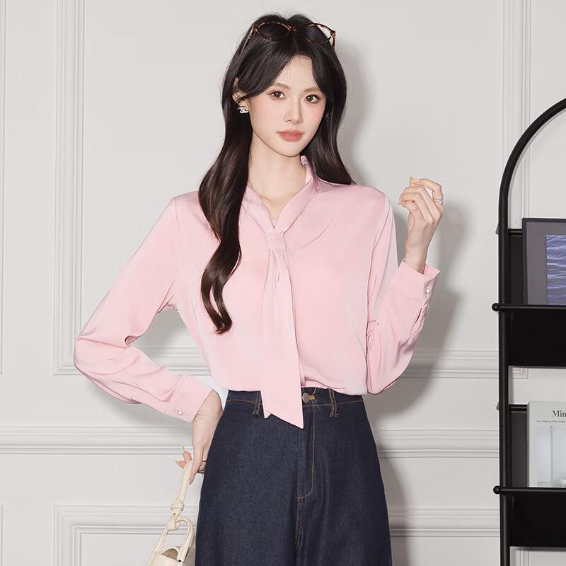 Women s Elegant Tie-Neck Long Sleeve Blouse XL