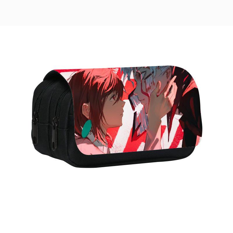 Dandadan Double Layer Pencil Case With Nylon Material For Students And School Supplies