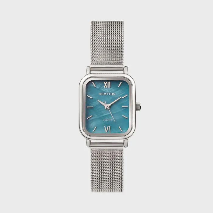Blue Mother-of-Pearl Watch Women's Mesh Watch Rumton Harbor Blue Silver