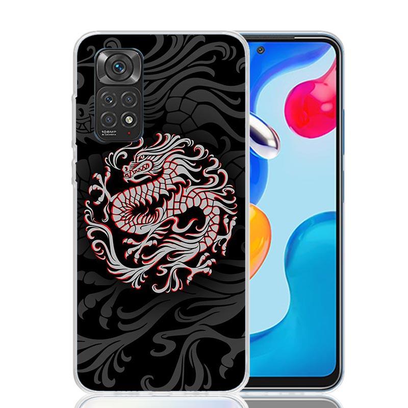 Japanese Dark Dragon Tattoo Phone Case For Xiaomi Redmi Note 15 14 13 12S 12 Pro Plus 11S 11E 11 11T 10S 10 Art Soft Pattern Cov