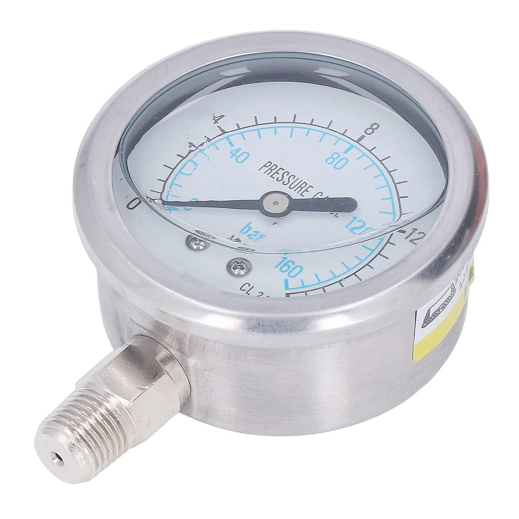 Pressure Gauge Stainless Steel 1 4in NPT Oil Water Vacuum Pressure Meter for Household Industrial 0 16Mpa