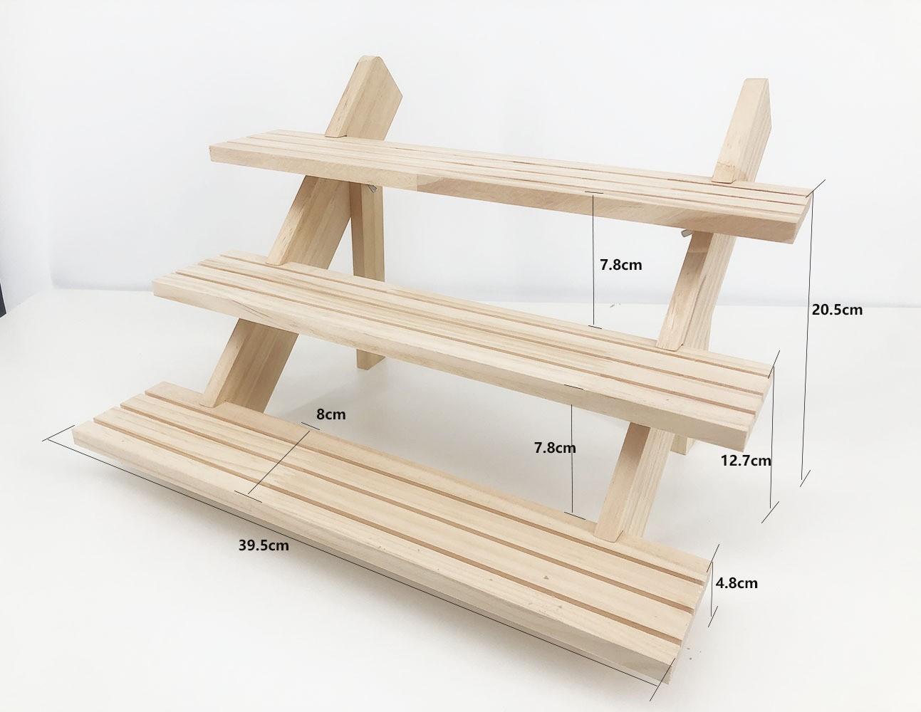 3 Floor Solid Wood Ladder Multi-Purpose Display Rack Jewelry Hand-Figure Potted Foldable Plant Display Rack Multi-Layer