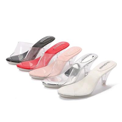Ladies Stiletto Shoes Shallow Mouth Crystal Transparent Fashion 6.5cm Heel 1cm Platform WZ