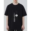 Black T Shirt with Abstract Lines and Circles Minimalist Design for Casual Wear