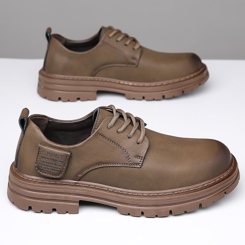 Men's shoes 2025 autumn and winter new casual British cowhide leather shoes low-top tooling Martin boots trendy shoes men
