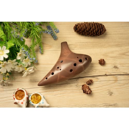 TNG Ocarina, Brown, 12-Hole, AC Single, with Case, Premium Quality, for Wind Instruments, Purple Sand