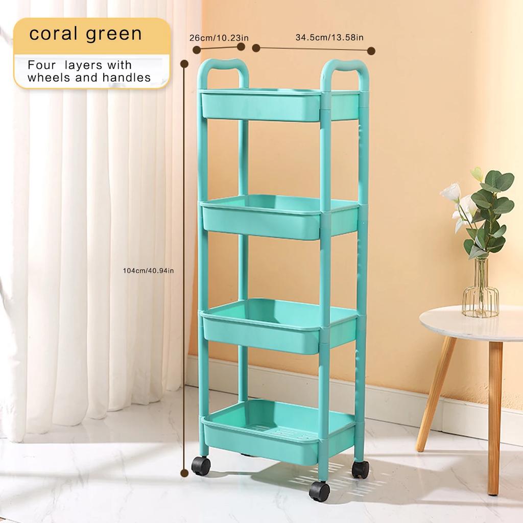 Multi Functional Kitchen Trolley Organizer Storage Rack Multi-Tiered Kitchen Cart with 360° Swivel Wheels Large Capacity Shelf