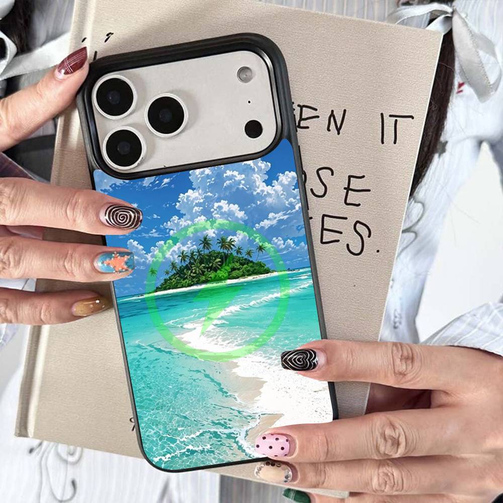 Sea Blue Sky Beach For Magsafe Wireless Charge Case For iPhone 17 16 15 14 13 12 11 15 Pro Max Magnetic Cover