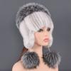 Natural Fur Hat For Women Real Mink Fur and Fox Fur Handmade Winter Female Cap Genuine Fur Lined Beanies Big Fox Fur Pompom Hats