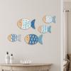 5Pcs/Set Wooden Fish Wall Decoration School of Fish Beach Lake House Bathroom Wall Art Nautical Coastal Ocean Theme Hanging Ornament