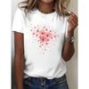European Sizes Cluster of Pink Cherry Blossoms Print T-shirt, Short Sleeve Crew Neck Casual Top for Summer & Spring, Women's Clothing