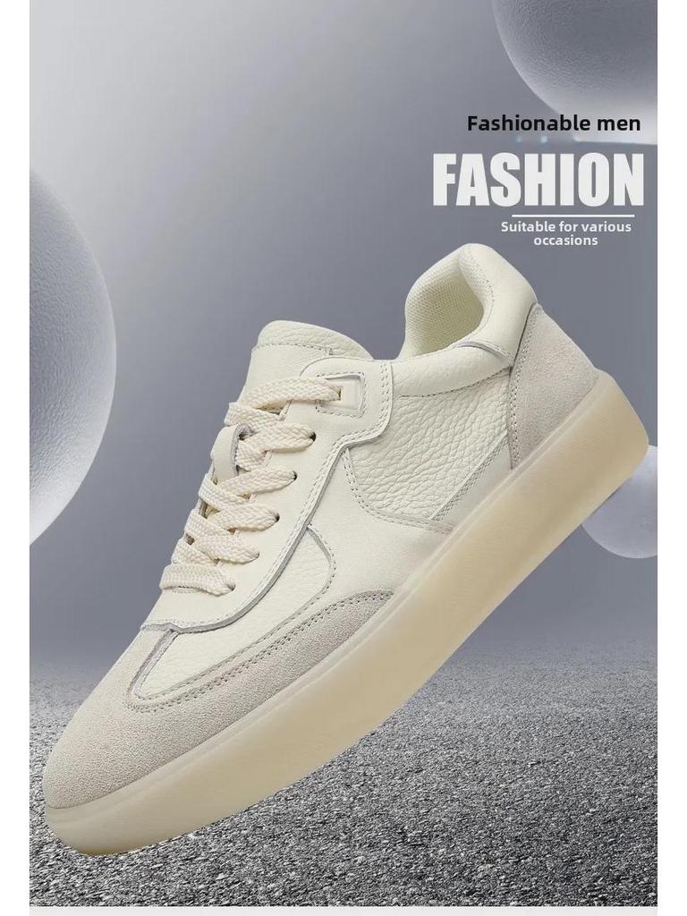 2025 Men's Retro White Leather Casual Trainers - Lightweight, Breathable, Soft Sole