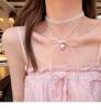 Pink Strawberry Bow Pearl Necklace - Light Luxury Clavicle Fashion for Women