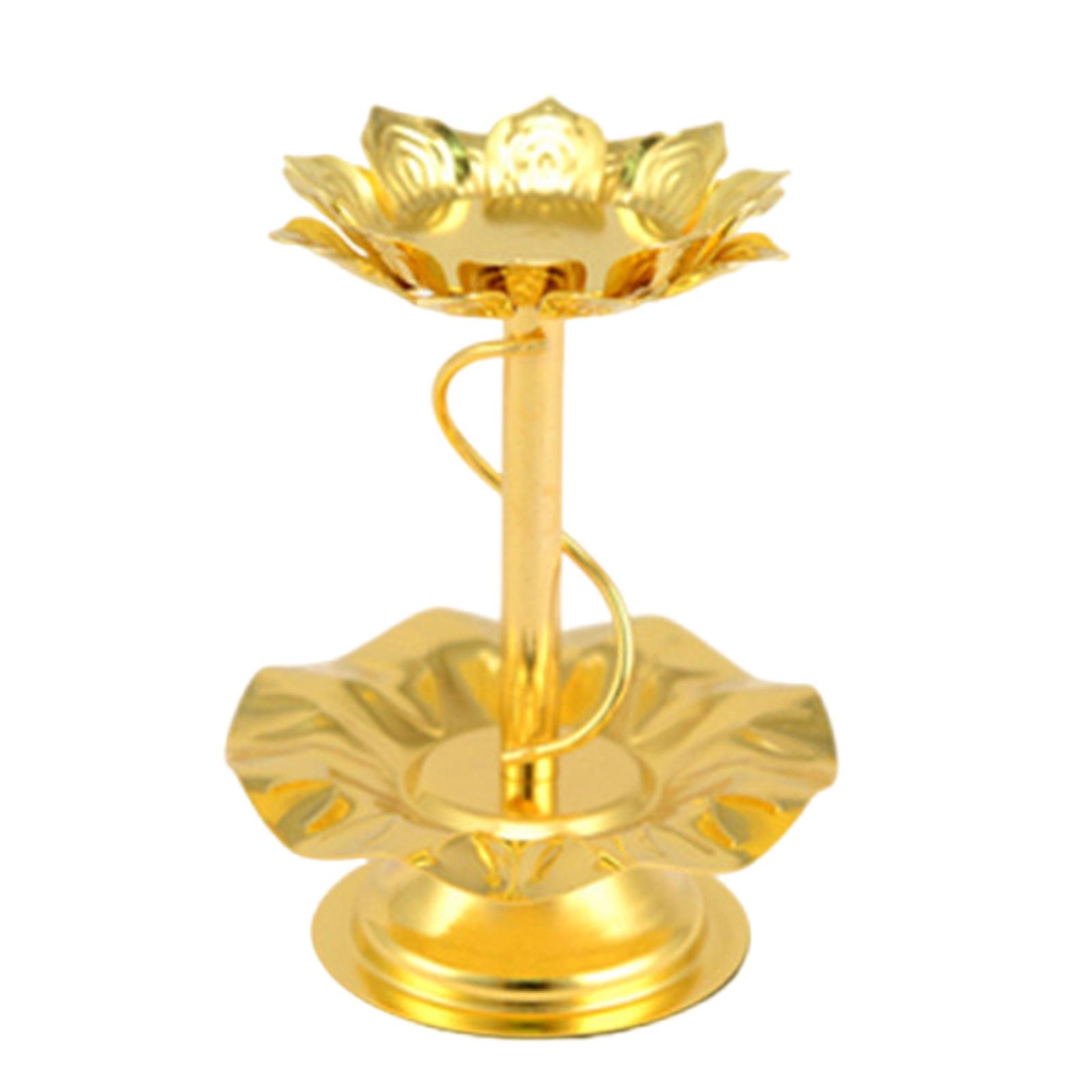 

Decorative Candle Stand 4Inch Alloy Lotus Leaf Shape Perfect for Wedding Spiritual Buddhists Gathering Supplies