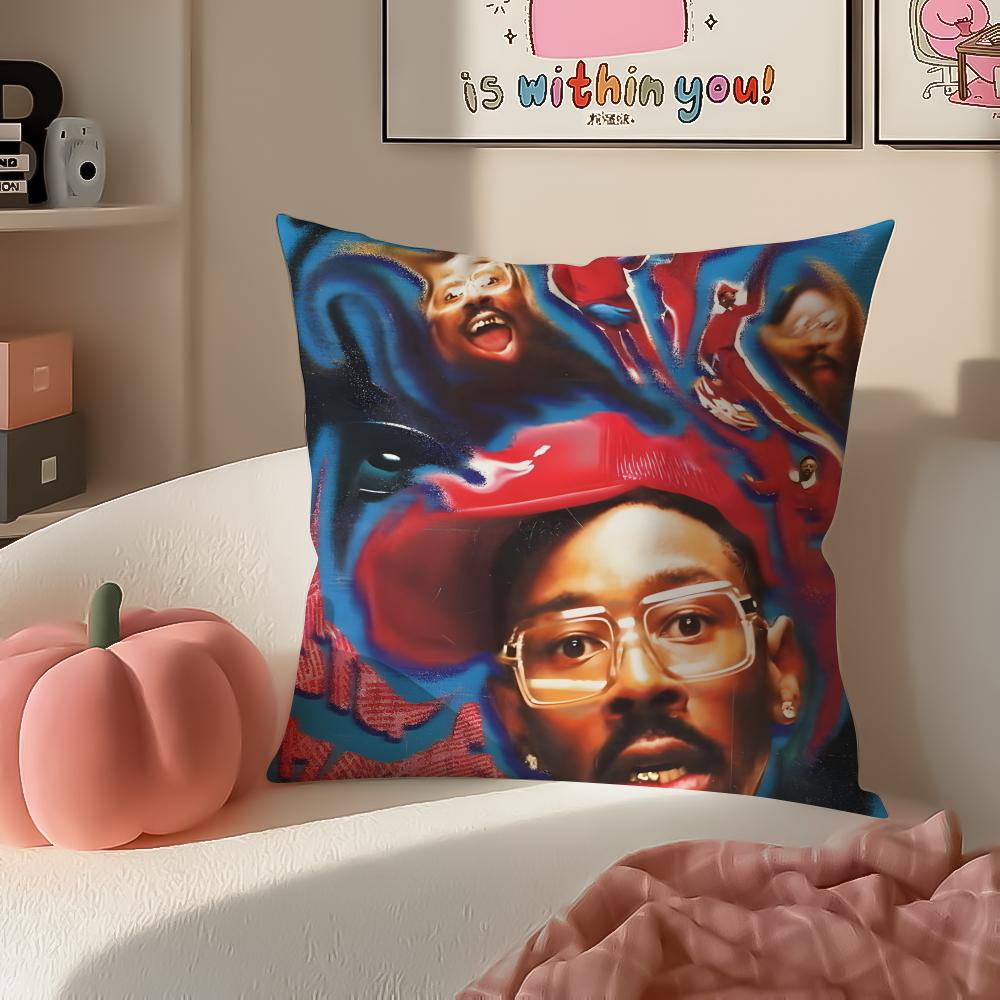 HipHop Artist TTyler The Creator Cushion Cover Pillowcase Short Plush Invisible zipper Room Sofa Cushion Cover