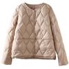 White Duck Down Light Down Jacket Women's Short Winter Fashion Rhombus Warm Casual Round Neck Jacket Pinghu