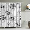 Modern White Flower Printed Shower Curtain Waterproof Fabric Bathroom Decor For Home Decoration