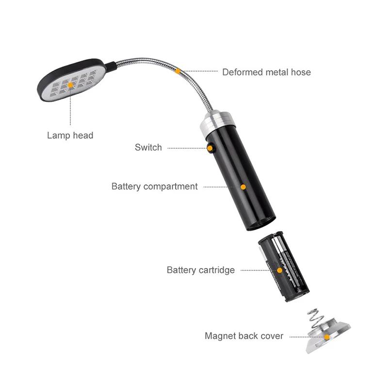 1Pcs BBQ Lamp Portable Magnetic 360 Degree Adjustable LED Lamp For Barbecue Outdoor Camping Lighting Accessories