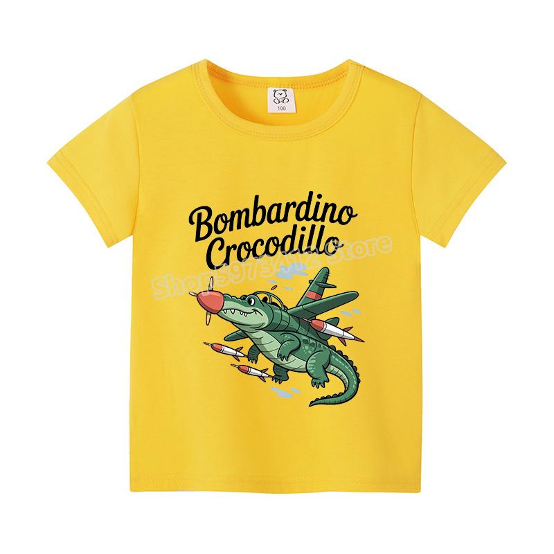 Italian Brainrot Color T-shirt Summer Short Sleeved Boys' Cute Clothes Children's Anime Top Cartoon Digital T-shirt Gift