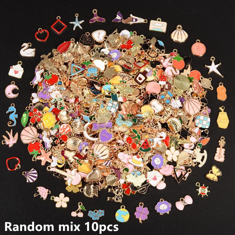 102030 Pièces Alliage Métallique Ailes Cœur Clé Breloques Pour Fournitures de Fabrication de Bijoux Mélange Aléatoire Breloque DIY Pendentif Croix Porte-clés Matériaux brown