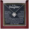 To My Daughter Necklace, 14k White Gold Love Knot with Cubic Zirconia, Luxury Wood Box Gift from Dad