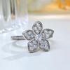 Huitan Exquisite Flower Shaped Finger Ring for Women Silver Color Dazzling Cubic Zirconia Wedding Accessories Aesthetic Jewelry