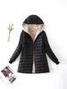 2025 Autumn/Winter Women's Slim-Fit Hooded Coat - Korean Style Fleece-Lined Lambswool