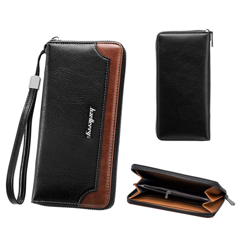 Baellerry Moda Hombre Carteras Largas Diseño Vintage Tarjetero Billetera para Hombre Masculino Cremallera Bolsos de Mano