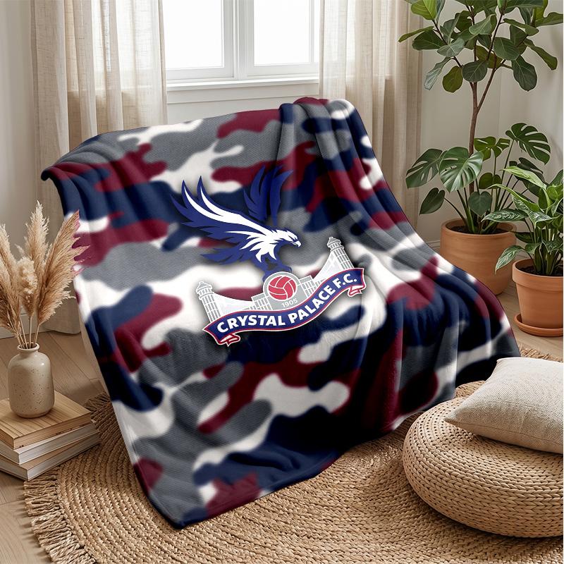 Couverture Flottante en Flanelle Imprimée Football Crystal Palace, Couverture Jetée Douce Chaude Légère pour Canapé Lit Camping