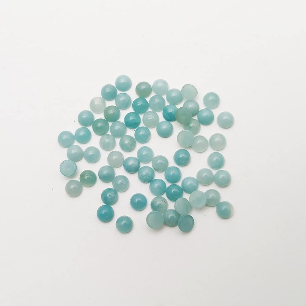Beads 50pcs/lot ring 6mm Amazonite Natural Stone Single Arc Round Cabochon Beads for Jewelry Maki...