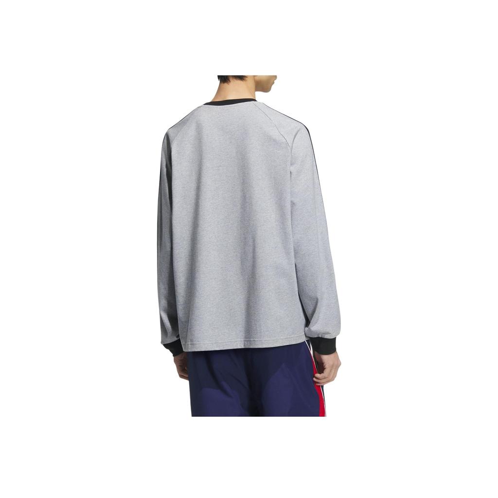 Adidas Originals Klasické Pánské Pruhované Tričko s Dlouhým Rukávem Medium-Heather-Gray Černá KE5826