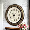 Extra Large Handcrafted Brass Inlay Wooden Analog Clock / English Numerals