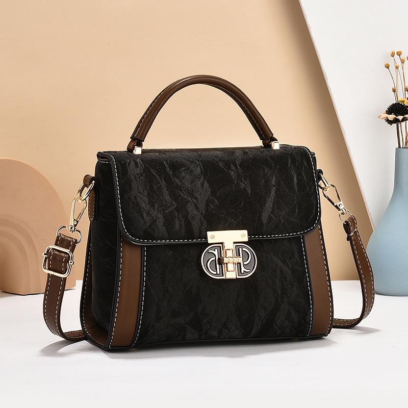 Chinese Style Bag Women's 2025 New Versatile Small Square Bag Contrasting Color Fashion Shoulder Messenger Bag Handbag Women's Bag Tide