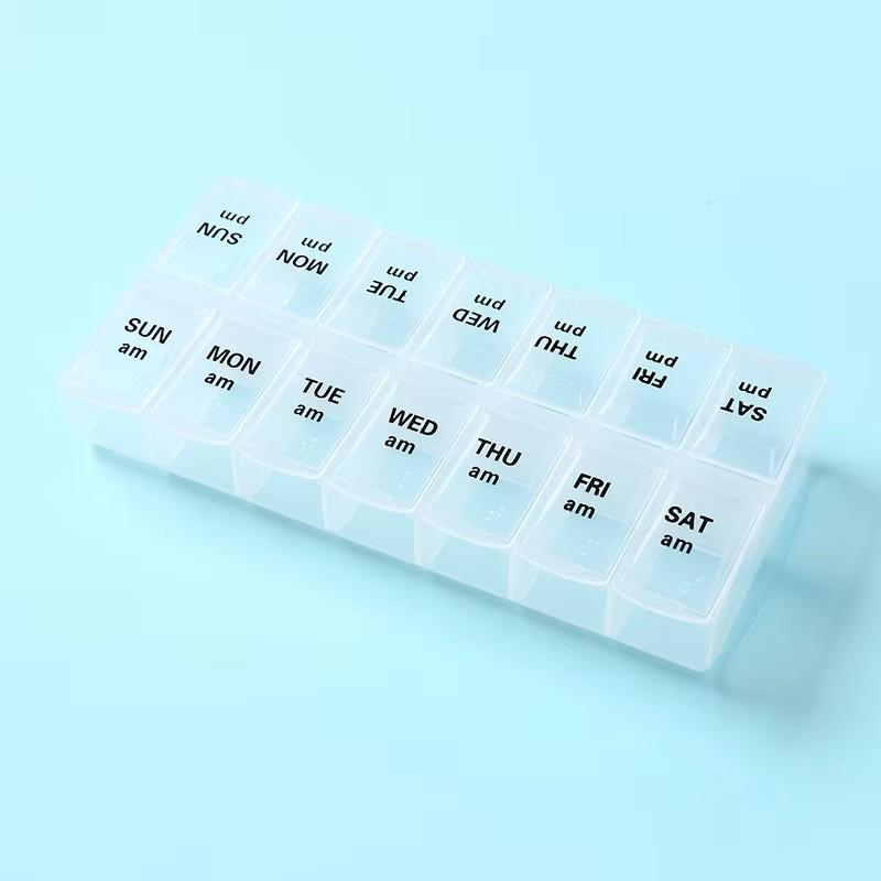 Double row packaging 14 day portable convenient medicine box 7 days a week large capacity drug storage box