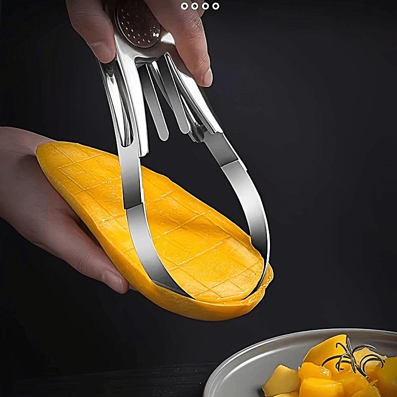 Mango Slicer Peeler Cutter Stainless Steel Mango Dicer Fruit Pitter Peeling Tool Kitchen Fruit Cutting Tool