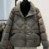 Autumn and Winter New Down Jackets Women's Short Fashion Foreign Style Stand-up Collar European White Duck Down Warm Jacket Tide