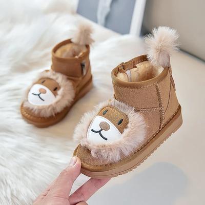 Winter Children's Boots Cute Cartoon Girl Snow Boots Warm Fluffy Versatile Kids Cotton Boots for Boys Outdoor Causal Non-slip