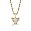Cute Cartoon Character Pendant Necklace Full Zircon Hip Hop Trendy Jewelry Gold Plated