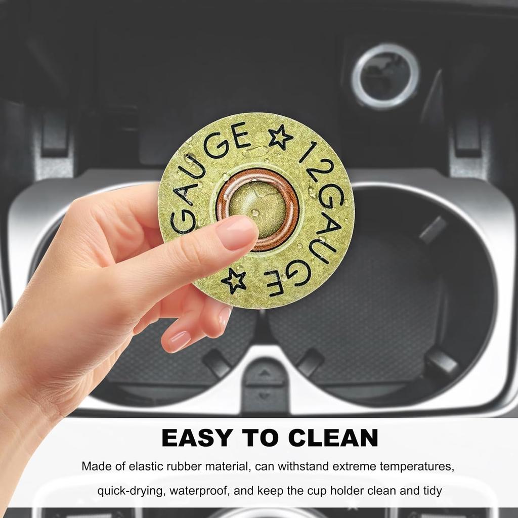 2 PCS Car Cupholder Coaster, Cool 12 Gauge Shaped Absorbent Cup Holder ert Coaster with Finger Notch, Anti Slip Vehicle Drink Mat Vintage Cup Holder