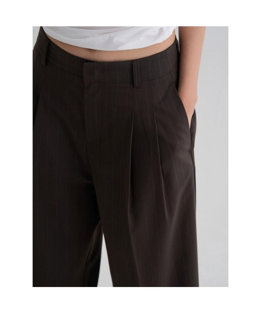 8SECONDS Striped Wide Slacks Brown