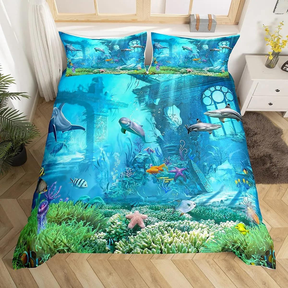 3D Ocean Fish Bedding Set Underwater