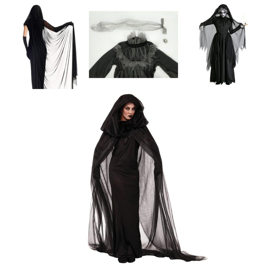 Strašidelný kostým Nevěsty duchů pro ženy Halloween Cosplay Párty Pružnost Plášť Rukavice Sukně S-XXL