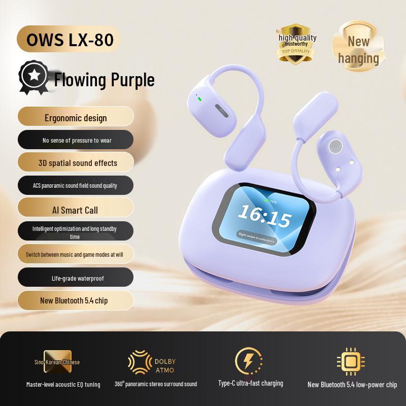 Cross-border AI Translation Bluetooth Earphones with Touch Control & Display - Over-ear & In-earless Wireless OWS