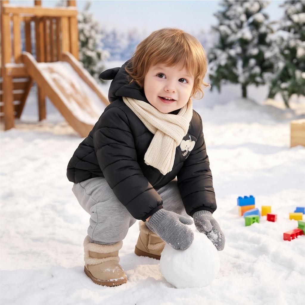 Kinder Trendige Bequeme Langarm Kapuzen Daunenjacke Wintermantel für Jungen und Mädchen
