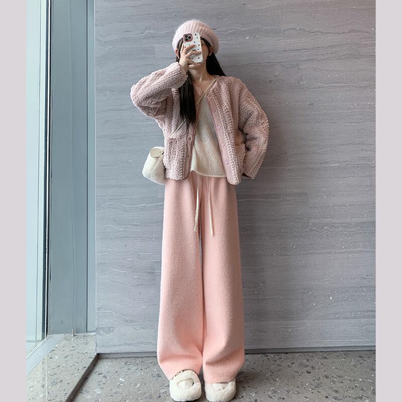 UNIFREE Women's Plush Faux Mink Fleece Warm Casual Pants