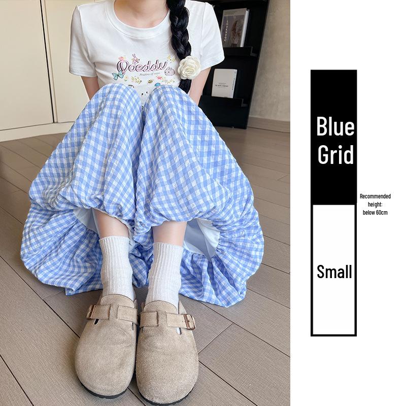 

Yellow Plaid High Waist Skort: Spring 2026 Slimming Lantern Ice Silk Wide-Leg Pants M