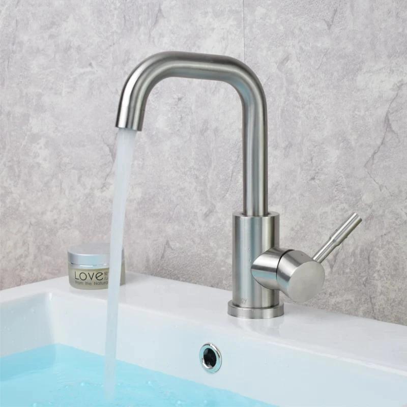 Black Nickel Bathroom Basin Faucet Stainless Steel Hot Cold Wash Mixer Crane Tap 360 Rotation Sink Faucets Single Handle