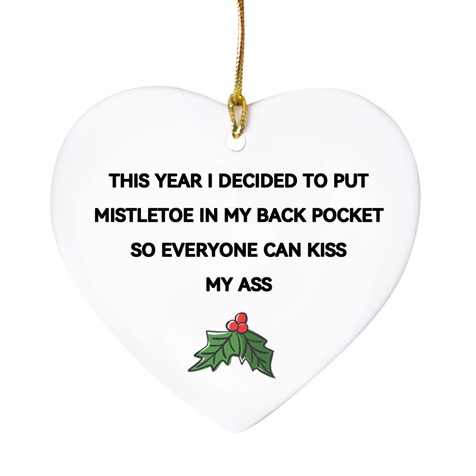 

Рождественские забавные украшения в форме сердца, рождественские забавные оскорбительные безделушки-грубые безделушки, рождественские украшения для домашнего декора, новинки, шуточные подарки для взрослых One Size